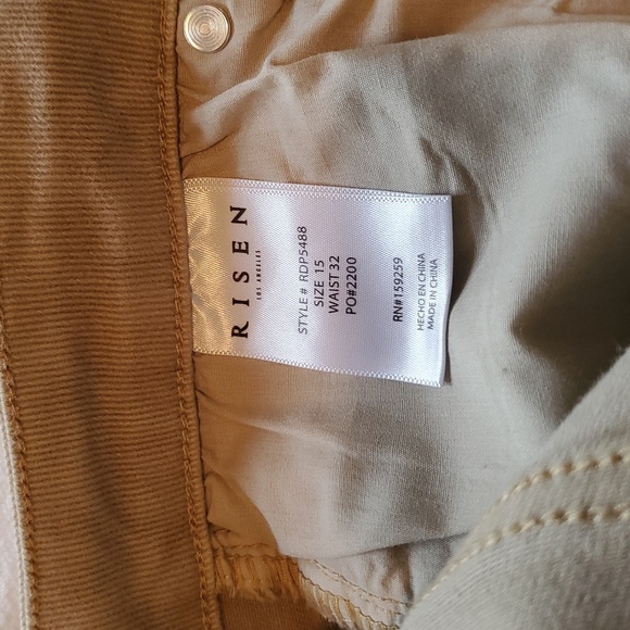 Risen Jeans Cargo Tan High Rise Wide Leg Sz 15 W32 Pants w Trendy Hem Hack - Picture 12 of 14